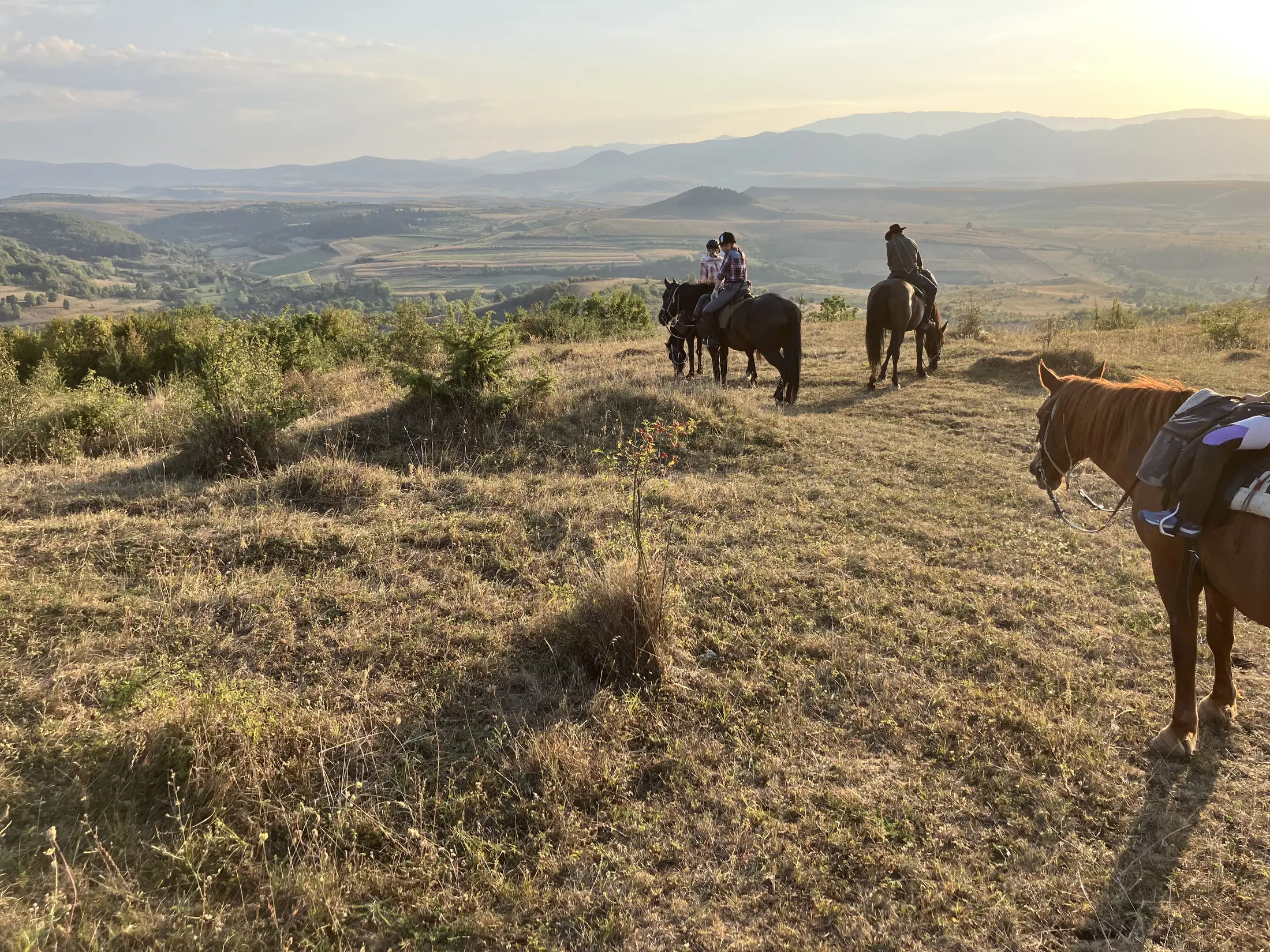 Horseback riders travelling through the Apuseni Mountains
